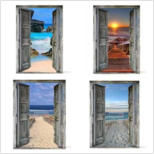 Dpsprue Full 5D DIY Square/Round Diamond painting Kit Cross stitch Door Beach 3d embroidery mosaic Gift Home Decoration