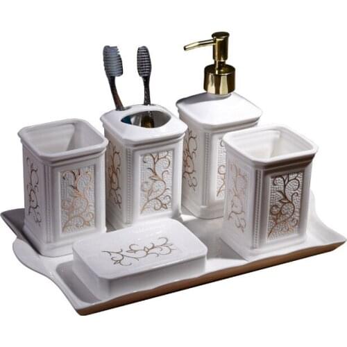 European-style bathroom five-piece set, bathroom ceramic bathroom supplies, toiletry set, simple wedding