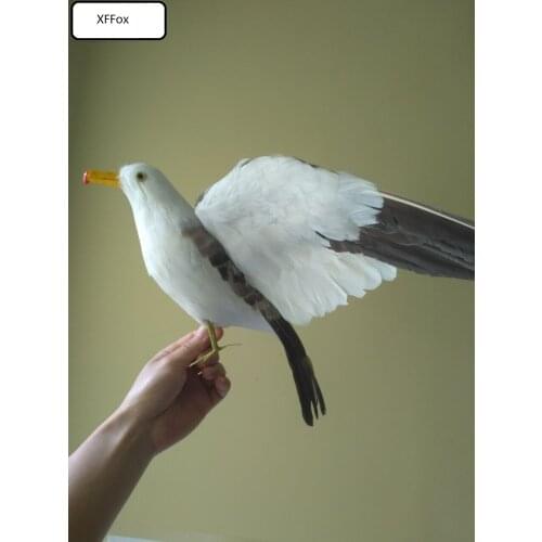 New real life seagull model foam&feather wings seagull bird gift about 32x50cm xf0012