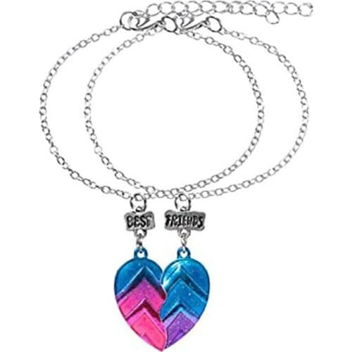 New Fashion Design 2PCS Best Friend Bracelets Necklace Childrens Half Heart Bracelet Necklaces Jewelry Accessories