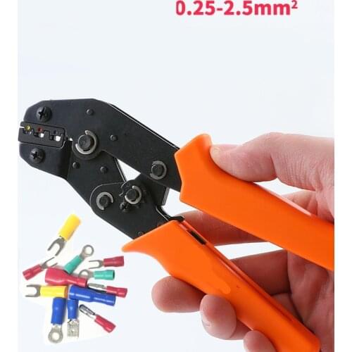Ratchet terminal line pressing pliers,Crimping Pliers 0.25-2.5mm2 AWG22-14 crimping