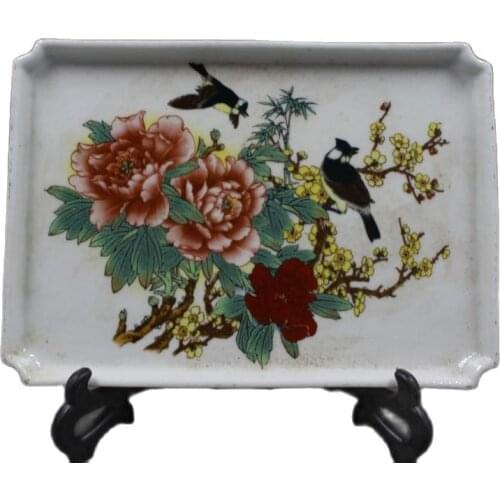 Qing Guangxu year, pastel, rich, white head, tea tray, folk collection, household furnishing