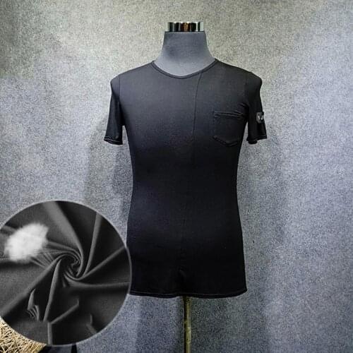 Latin Dance Shirts Adults Short Sleeve Black Modal V-Collar Dancing Clothing Men Rumba Cha Cha Samba Performance Wear Top DN3409