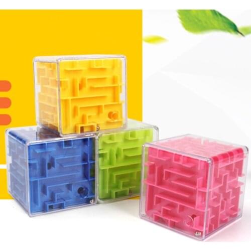 Blue 3D Cube Puzzle Money Maze Bank Saving Coin Collection Case Box Fun Brain Game Kid Educational Toys For Children Intelligent