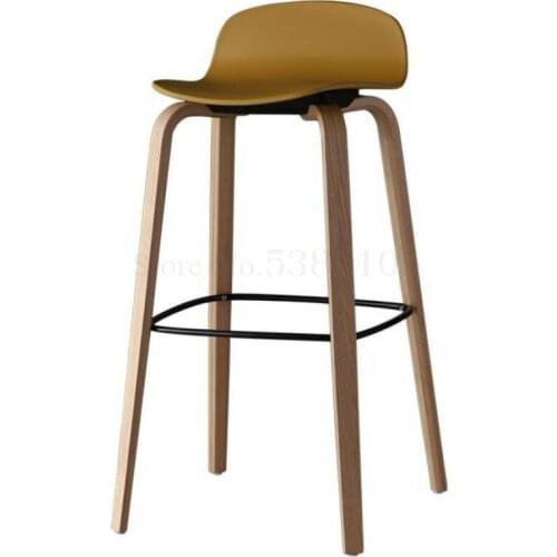 Nordic modern minimalist bar chair fashion Danish bar chair creative designer solid wood bar stool
