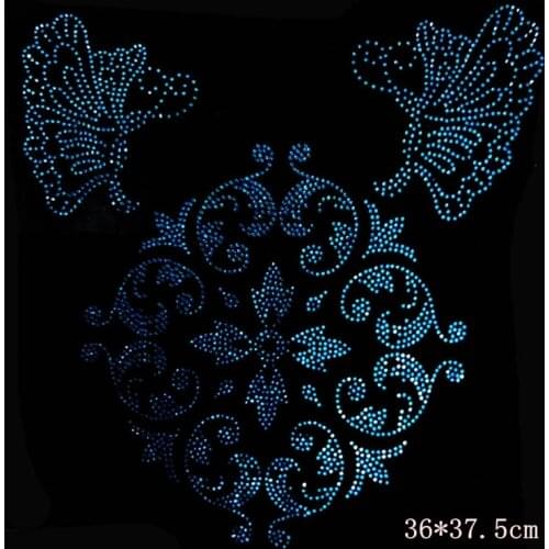 Big flower iron on rhinestone transfer flatback rhinestones motif iron on applique patches designs iron on transfer