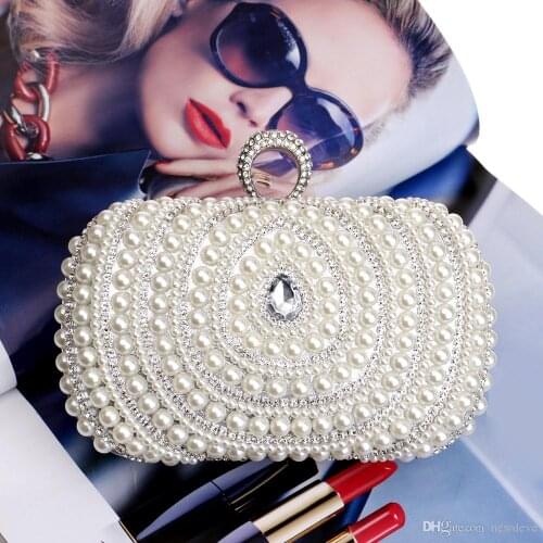 Bling Bling Wedding Bag Silver Gold Beaded Pearls Hand Bags Evening Party Prom Crystals Special Occasion Bag