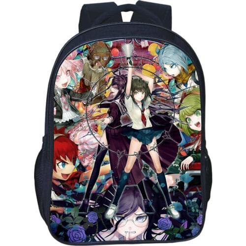 Japan Anime Danganronpa Backpack Monokuma School Bag Unisex Double-layer Zipper Knapsack Boys Girls Cosplay Students Bookbag