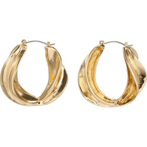 New Gold Color Metal Elegant Hoop Earring Woman 2020 New Vintage Geometry Statement Earrings Jewelry Accessories brincos