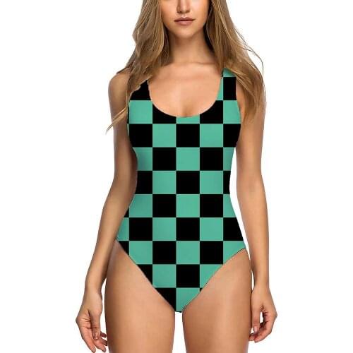 Women Swimsuit Demon Slayer Anime Cosplay Sexy Backless High Waist Bikinis Tummy Control Slimming Beach Bathing Swimwear Suits