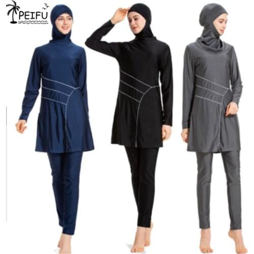 PEIFU Women Stitching Muslim Swimwear Hijab Muslimah Islamic Plus Size Swimsuit Swim Surf Wear Sport Burkinis 4XL