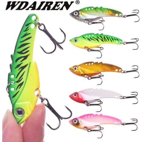 1Pcs Winter Metal VIB Blade Lure 5.5cm 13g 3D Eyes Pencil Spoon Spinner Balancer Fishing Lures Hard Bait Bass Tackle With Hook