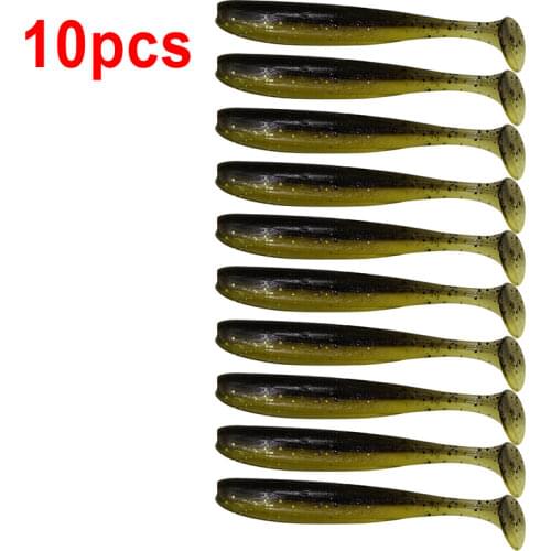 10pcs Shad Worm Soft Bait55mm 63mm 70mm 90mm T Tail Jigging Wobblers Fishing Lure Tackle Bass Pike Aritificial Silicone Swimbait