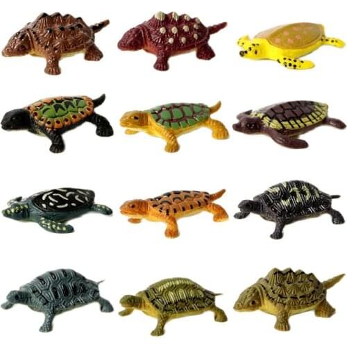 12PCS Assorted Plastic Tortoises Action Figure,Ponds and Aquarium Decorations,Kids Pet Collection Party Favors Animal Model Toys