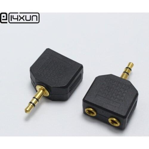 2pcs gold plated 3.5mm Male plug to Female jack 3.5 Audio Connector 2 in 1 Stereo Headset Dual Track Headphone