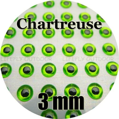 3mm 3D Chartreuse / Wholesale 900 Soft Molded 3D Holographic Fish Eyes, Fly, Jig, Lure