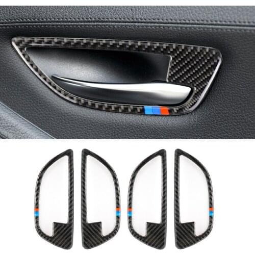 For BMW 5 Series F10 2011 2012 2013 2014 2015 2016 2017 4pcs Carbon Fiber Door Handle Door Bowl Decor Cover Trim
