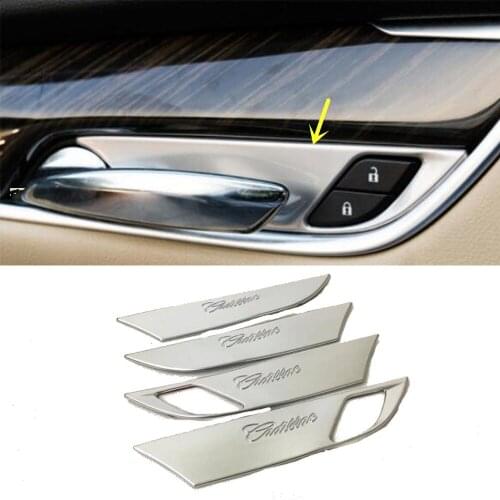 For Cadillac XT5 2017 2018 2019 2020 Car Protection Armrest Handrail Trim ABS Silver Door Inner Built Handle Bowl Hoods 4pcs