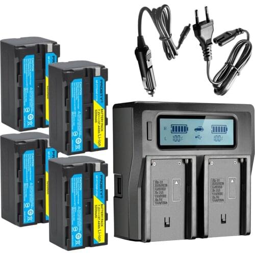 5200mAh NP-F770 NP-F750 NP F770 NP F750 750 Batteries + Ultra Faster LCD DUAL Charger Kits for Sony CCD-RV100 DCR-TRU47E