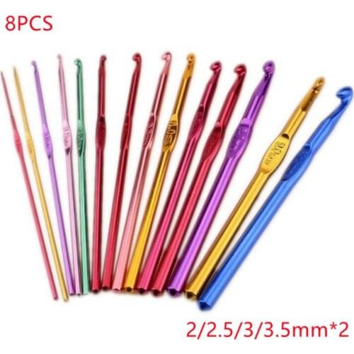 8PCS 2/2.5/3/3.5mm Aluminum Oxide Sewing Needles Crochet Hooks Weave Crochet Needles Set Sweater Knitting Yarn Knit Hook Tools