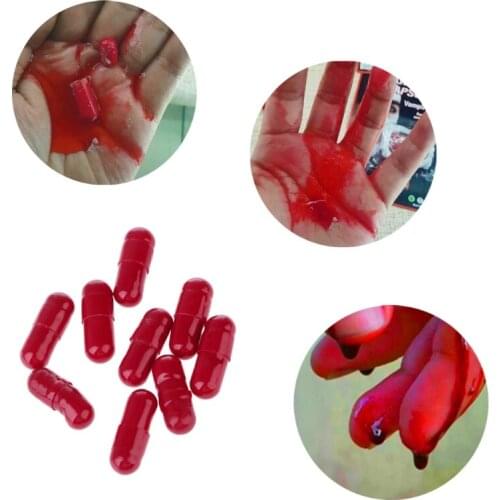 Y55B 9Pcs Halloween Fun Joke Horror Scary Prank Toy Capsules Fake Blood Pills Vampire