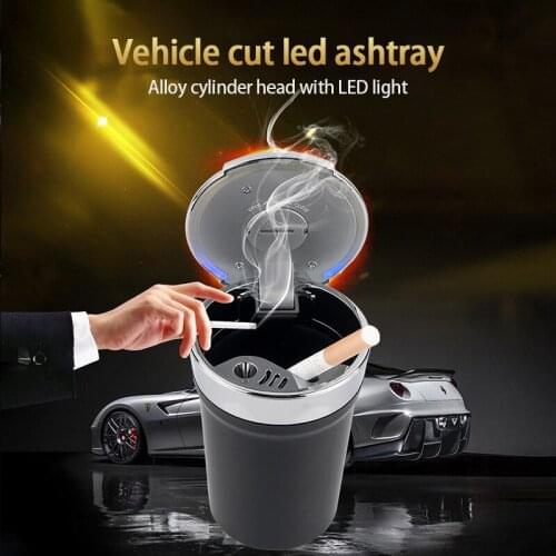 Car Ashtray With LED Ambient Light Portable Ashtray Washables Cigarette Holder With Lid For Bmw F30 Golf 4 Fiat 500 Car Goods