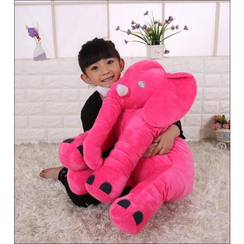 Large 55x60cm soft cartoon elephant plush toy hot pink elephant doll soft throw pillow birthday gift 0222