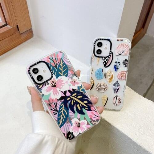 Retro Sweet Flower color shell conch Japanese Phone Case For iPhone 11 12 Pro Max Xr Xs Max 7 8 Plus 7Plus case Cute Soft Cover