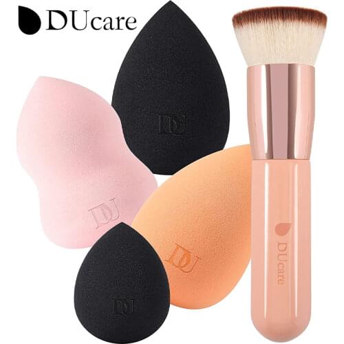 DUcare Flat Top Buffing Makeup Brushes Beauty Egg Powder Concealer Blush Foundation Face Professional Makeup Brush Set Tools