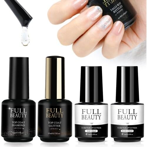 15ml Diamond Topcoat No Wipe Nail Gel Polish Sealer Matt Top Coat Glitter Soak Off Base Coat Nail Glue Varnish Manicure JI1594