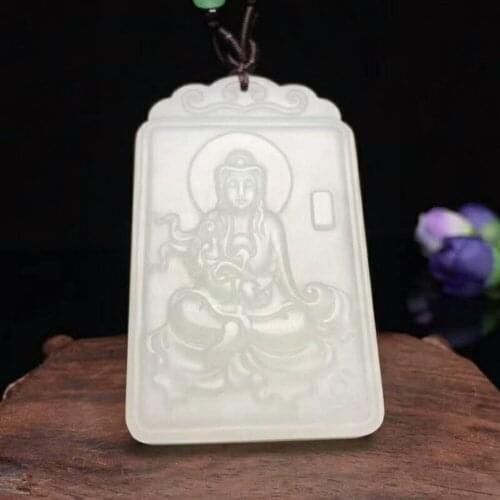 H68#Exquisite Hetian Jade Guanyin Pendant