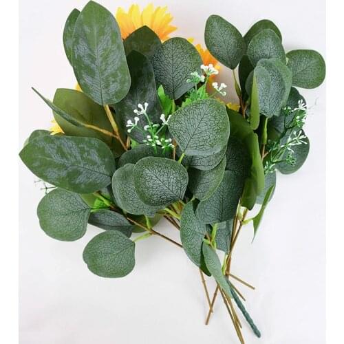 5Pcs Artificial Eucalyptus Leaves Fake Plants Eucalyptus Branch Flowes DIY Bridal Floral Bouquets For Wedding Party Home Decor