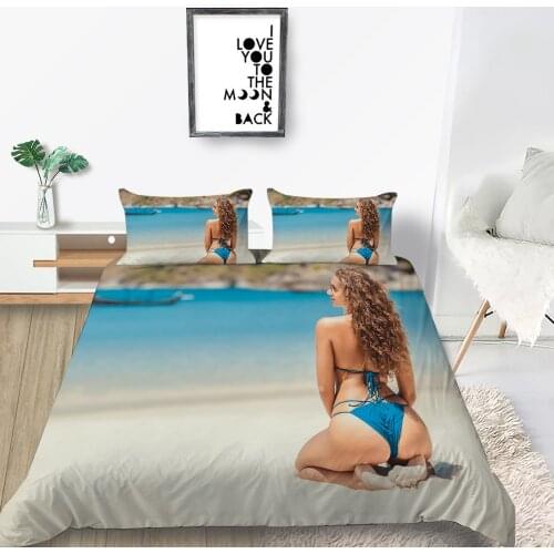 Hot Sexy Girl Bikini Bedding Set Bedroom Decor Microfiber Quilt Cover Duvet Cover set Pillowcase