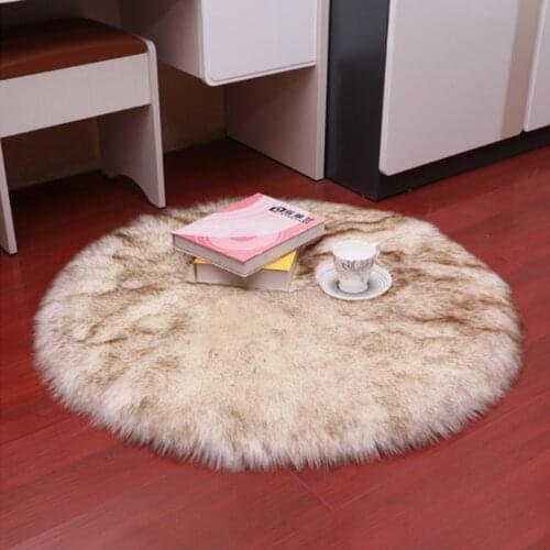 Artificial wool Rug Round White Gray PlushRug Livingroom/Bedroom Carpets Home