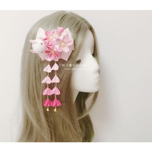 Rabbit Japanese Hands and Hair Accessories Lolita Bowknot Headdress Kimono Bathrobe Card