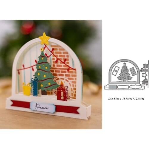 Metal Cutting Dies for 2021 New Scrapbooking Christmas Tree Decoration Frame Edge No Stamps Crafts Cutter Cardmaking Stencil