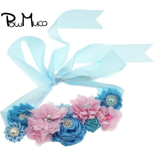 Powmuco Lovely Handmade Flowers Women Girls Belts Bridesmaids Dress Decoration Sash DIY Accessories Maternity Photography Props