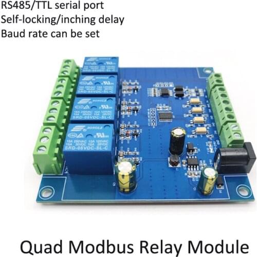 Modbus-Rtu7-24V Four-way Relay Module Switch Input and Output RS485/TTL Anti-reverse Connection