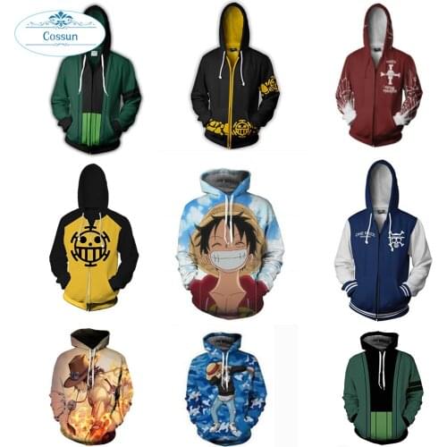 COSSUN New 3D One Piece Hoodie Men Women Children Japanese Anime Hoodies The Pirate King Luffy Hoodie Sweatshirts Pullover Tops