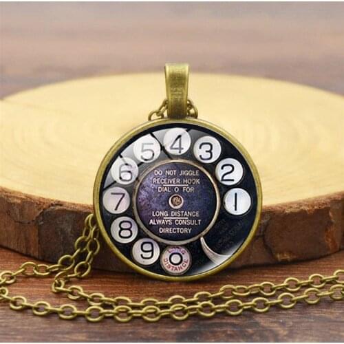 New Retro Telephone Dial Classic Jewelry Round Pendants Fashion Vintage Telephone Pendants Necklace Women Jewellery Wholesale