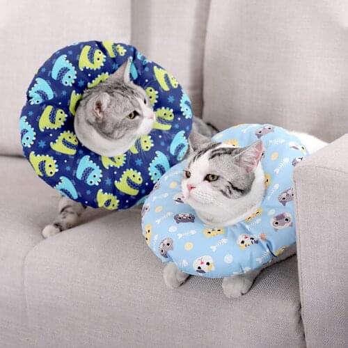 Cartoon Cat Recovery Collar Soft Pet Round Collar Elizabeth Circle for Cats Small Dogs After Surgery Wound Healing Protective