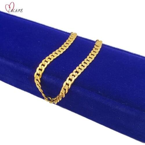 24K Gold Snake Chain Necklace Men Women Party 2021 Dubai Jewelry Yellow Necklaces Statement F1209 CACARE
