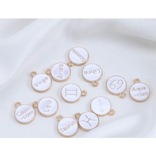 12pcs/lot 15*12mm constellation Alloy Dripping Oil Pendants for DIY Handmade Jewelry Necklace Accessories fg4gs