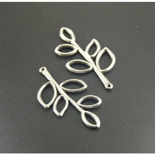 Zinc Alloy Charms 10pcs 2 Colors Filigree Leaf Branch Charm Connector Metal Bracelet Necklace Jewelry Making Handmade A260/A261