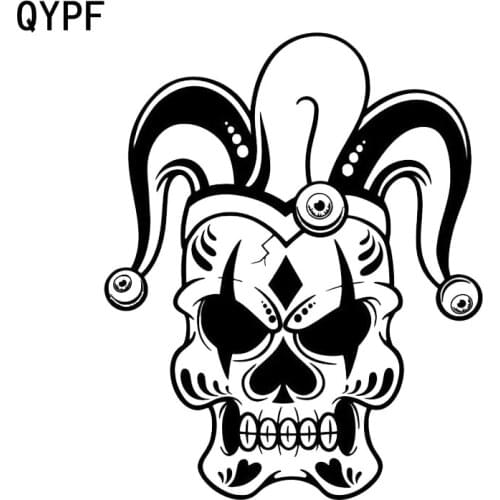 QYPF 14.8*18.2CM Coolest Clown Skull Graphic Car Sticker Vinyl Decoration Black Silver C16-0059