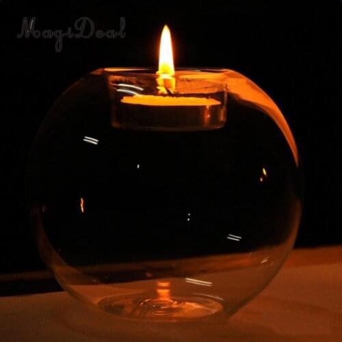 Romantic Clear Glass Ball Candle Holder Tea Light Candlestand for Wedding Home Tabletop Decor