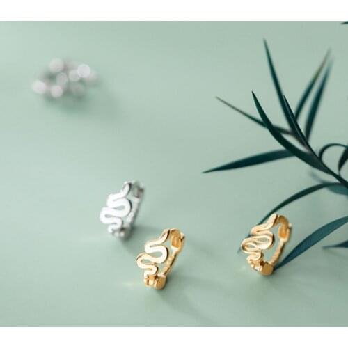 Real 925 Sterling Silver Snake Hoop Earrings For Fashion Women Party Hiphop Fine Jewelry Animal Minimalist Accessories