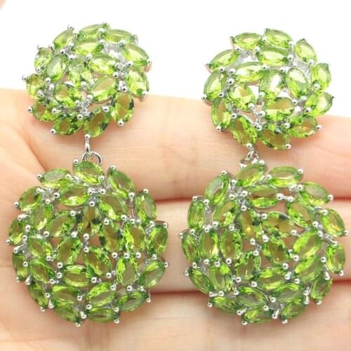 40x33mm Beautiful Butterfly Shape Created Rhodolite Garnet Green Peridot Wedding Ladies Daily Wear Silver Earrings