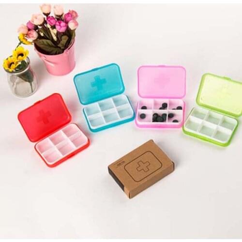 Pill Medicine Tablet pillbox Dispenser Organizer Case 6 lattice compartment pill box colorful container for Jewelry 1PC