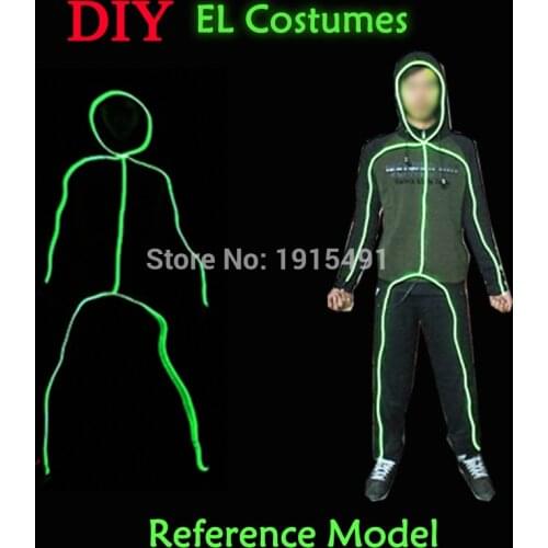 10 Colors Choice Neon Led Strip Matchstick Handsome Person Diy Evening Performance Costume EL Wire Cold Light Illuminate Clothes
